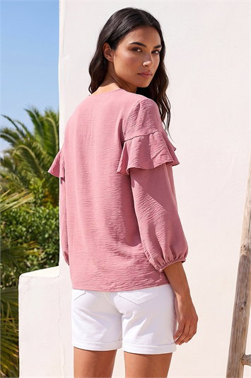 Frill Front Woven Top 20209772
