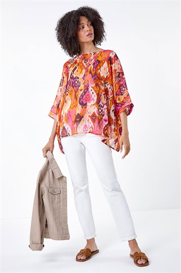 Aztec Print Chiffon Overlay Top 20180864
