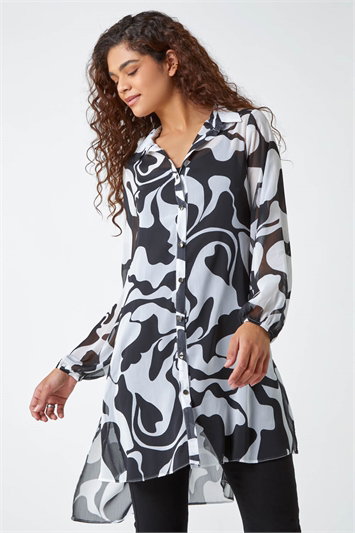 Multi Abstract Print Longline Blouse