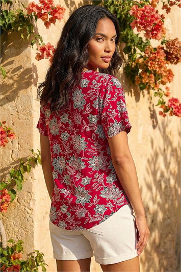 Floral Print Zip Detail Top 19474278