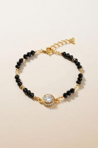 Black Bead Round Zircon Nazar Mangalsutra Indian Bracelet
