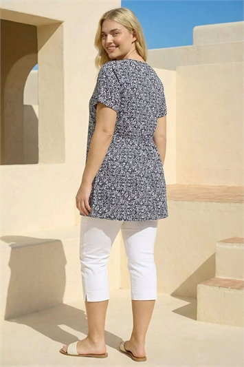 Curve Print Gathered Waist Top 19502109