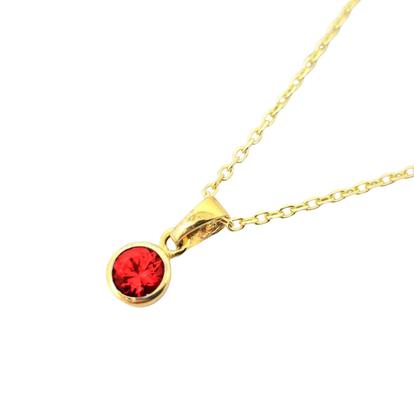Red Mini Round Garnet January Birthstone Pendant Necklace