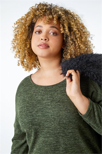 Green Curve Soft Knit Jersey Top