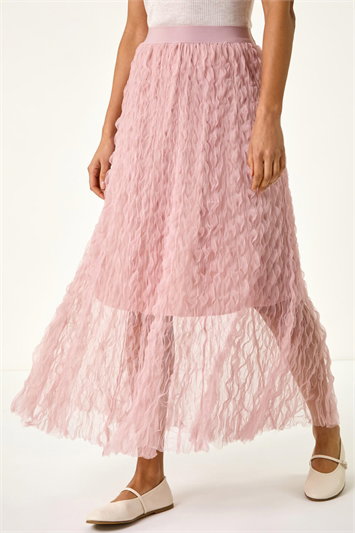 Pink Textured Mesh Skirt