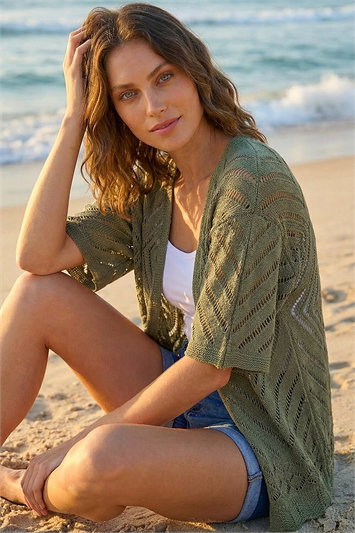 Petite Pointelle Knit Cardigan 16345740