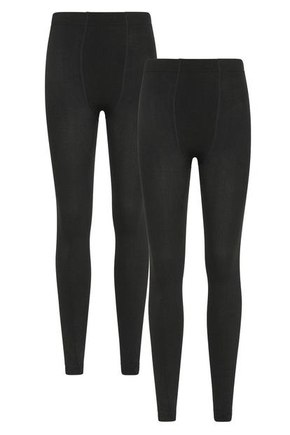 Black Fleece Lined Thermal Leggings (Pack Of 2)