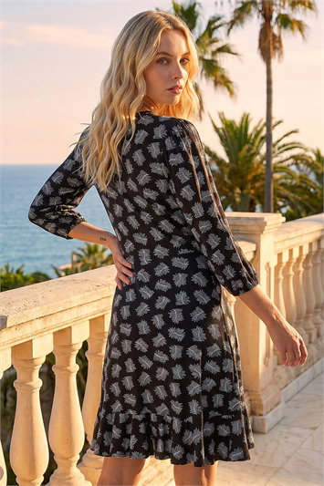 Leaf Print Wrap Stretch Dress 14822508