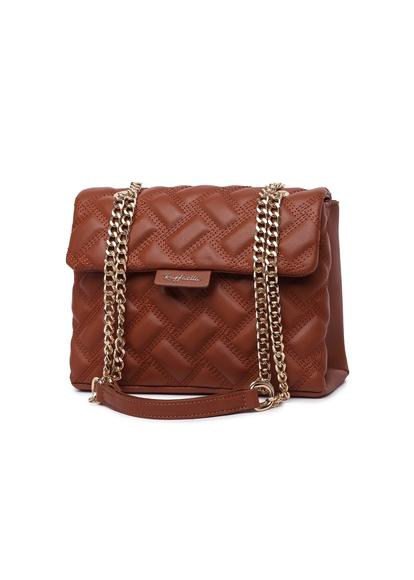 Brown Quilted Chain Bag