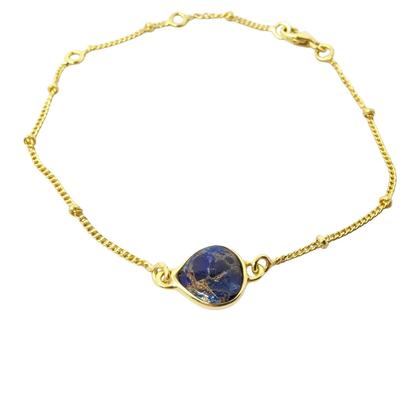Metallic 18Ct Gold Vermeil Plated Adjustable Sapphire Bracelet