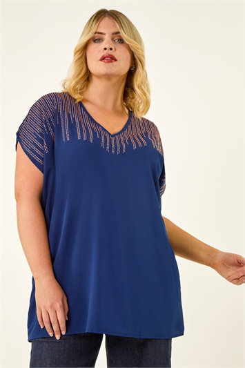Blue Curve Hotfix Woven Top