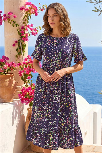 Petite Abstract Spot Midi Dress 14921460