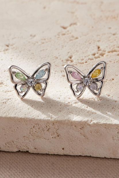 Multi Sterling Silver Colourful Butterfly Studs