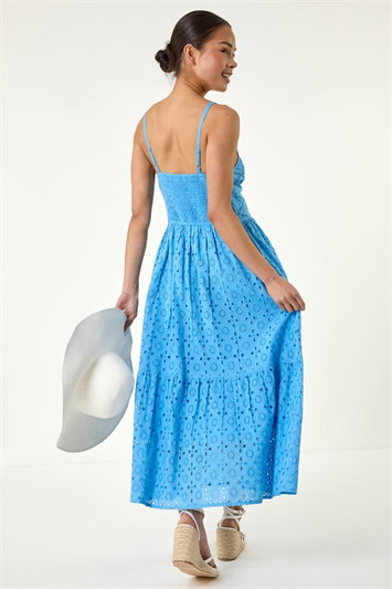 Petite Broderie Strappy Maxi Dress 14697445