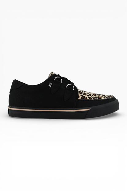 Black Pointed Creeper Sneaker Leopard Canvas Shoes