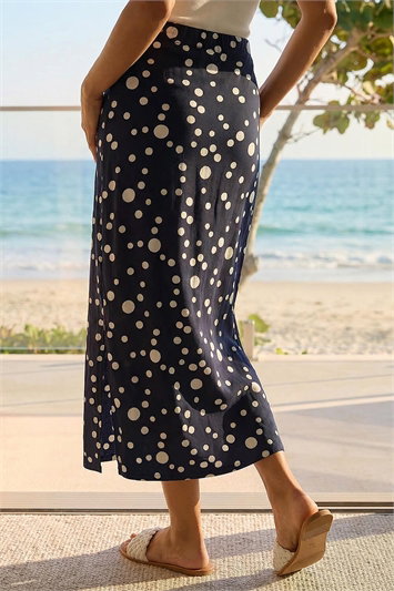 Spot Print Stretch Maxi Skirt 17078160