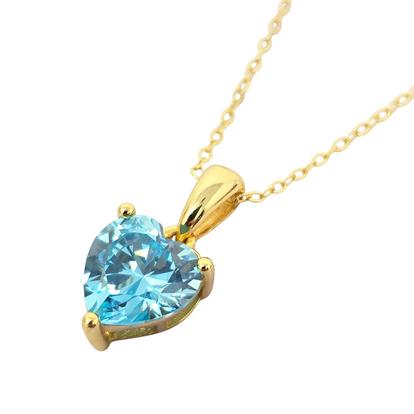 Metallic Blue Topaz December Birthstone Love Heart Necklace