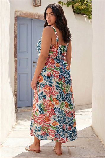 Curve Print Plait Belt Strappy Midi Dress 14876109