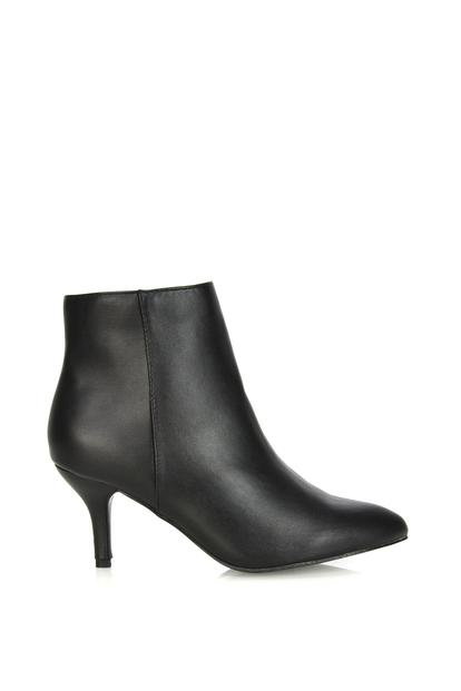 Black 'Anastsia' Low Mid Kitten High Heel Stiletto Zip-Up Ankle Boots