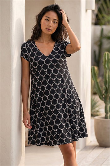 Petite Abstract Pocket Swing Dress 14817008