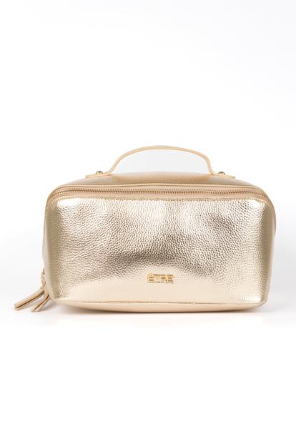 Metallic Metallic Faux Leather Vanity Case Makeup Bag