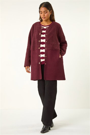 Collarless Contrast Button Knit Jacket 15032295