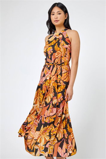 Petite Floral Print Tiered Dress 14277681