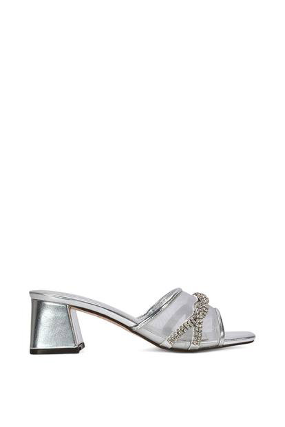 'Senara' Backless Block Heel Sandals With Crystals and Mesh M000018028