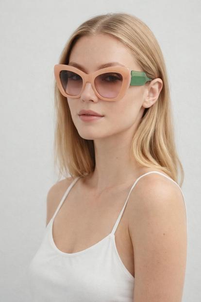 Multi Cat Eye Sunglasses In Pink Green