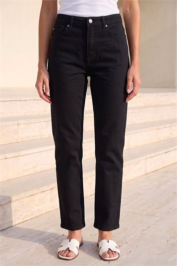 Black Petite Stretch Straight Leg Jeans
