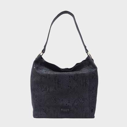Black 'Esme' Python Snake Real Leather Slouchy Hobo Bag
