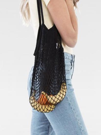 Black Small Beach Crochet Bag In Black