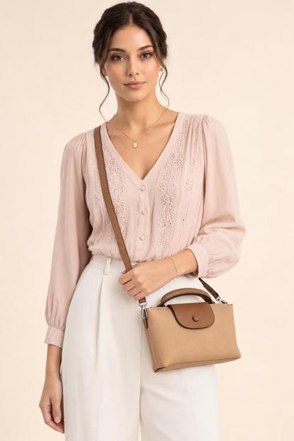Cream Crossbody Bag With Handle