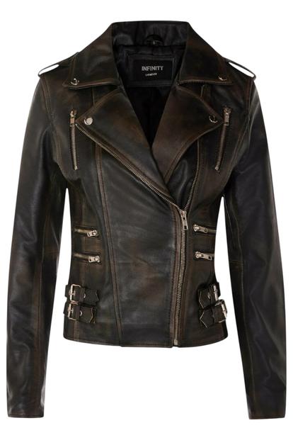 Purple Leather Brando Biker Jacket-Loddon