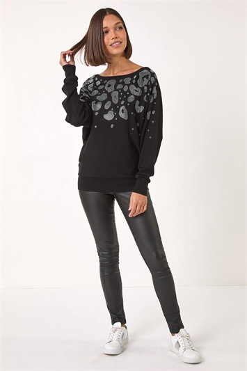 Animal Print Sparkly Detail Jumper 16158608