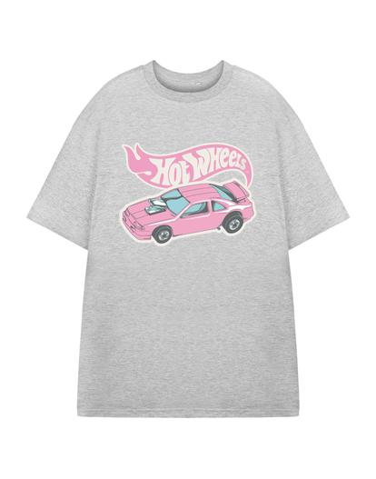 Grey Hot Wheels Pink Car T-Shirt