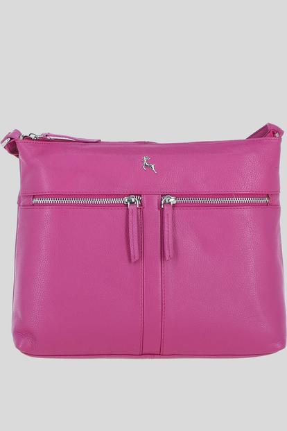Pink 'Mourne' Sleek Real Leather Shoulder Bag