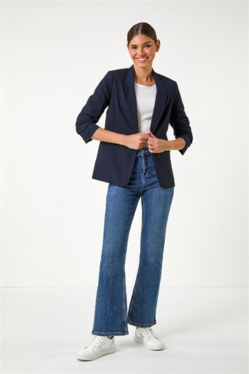 Ruched 3/4 Sleeve Blazer Jacket 15017260