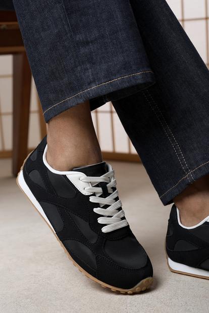 Black Marleigh Suede Retro Runner Trainer