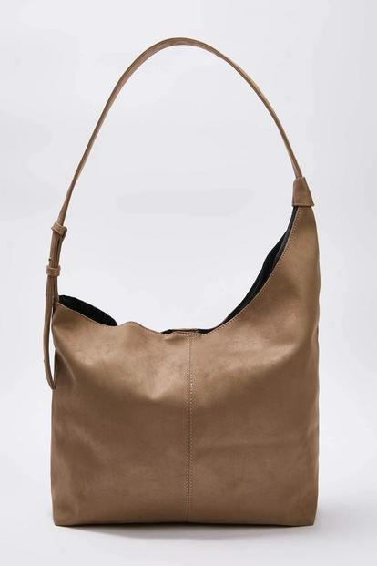 Cream Women's Faux Leather Asymmetric Hobo Shoulder Bag