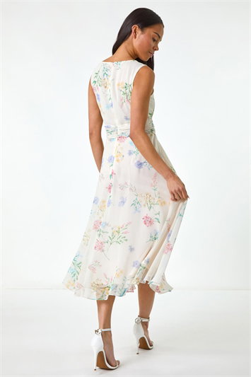 Petite Floral Gathered Waist Midi Dress 14690738