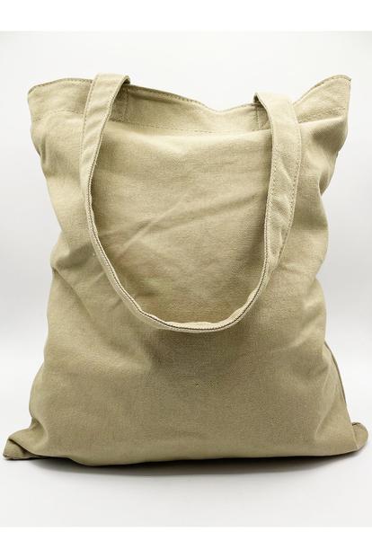 Green Linen Tote Bag With Front Pocket In Bay Leaf