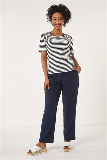 Petite Stripe Short Sleeve Stretch Top 19407260