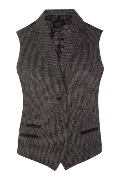 Grey Tweed 1920S Herringbone Grey Waistcoat