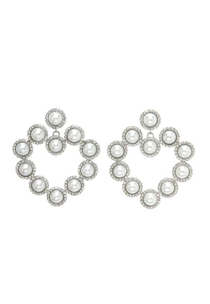 White Diva Collection Heart Shaped Drop Earrings