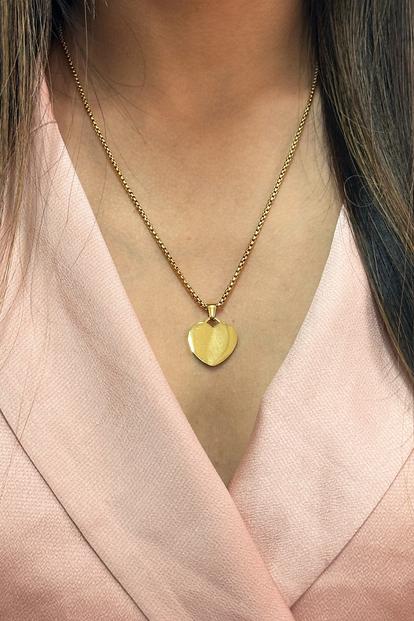 Metallic Heart Shape Pendant Necklace - Gift Boxed