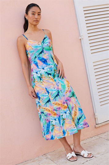 Petite Strappy Button Through Dress 14963009