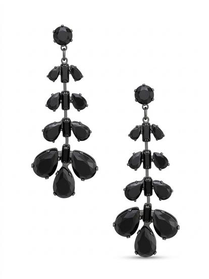 Black Jet Cluster Chandelier Earrings