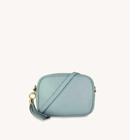Blue The Tassel Pale Blue Leather Crossbody Bag