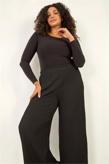 Black Curve Textured Stretch Trousers